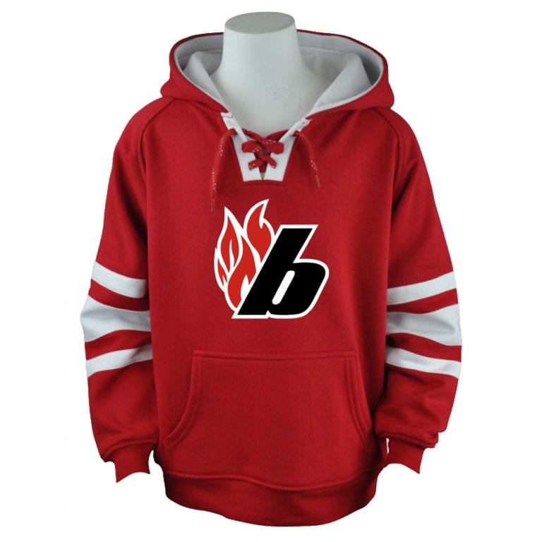 Adult Retro Hockey Hoodie Red/ White Lloydminster Blazers Apparel
